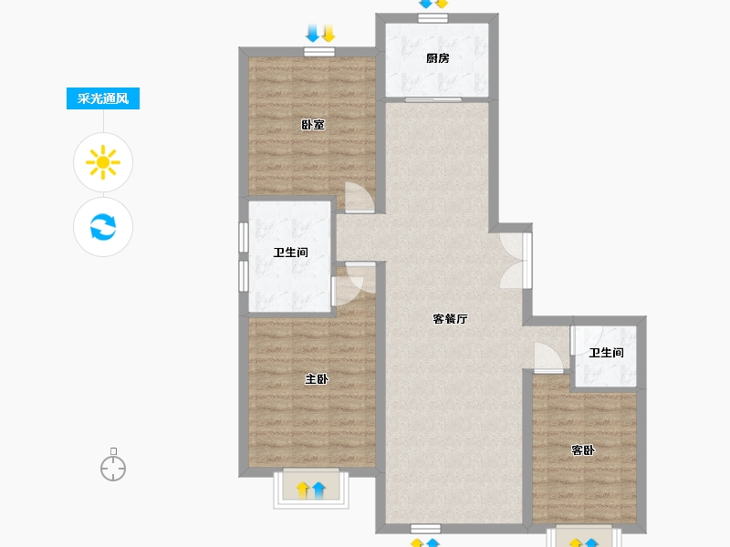 内蒙古自治区-包头市-瀚星御府-94.13-户型库-采光通风