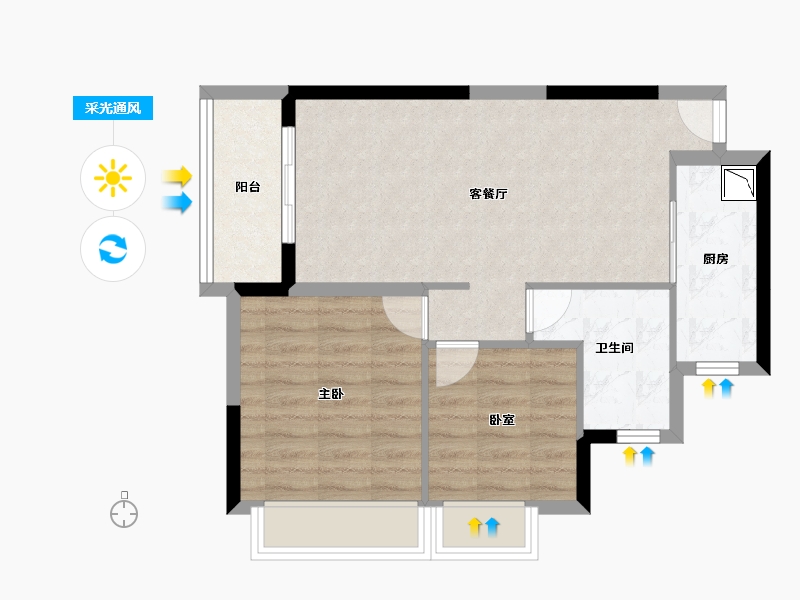 贵州省-遵义市-富力悦禧花园-61.05-户型库-采光通风