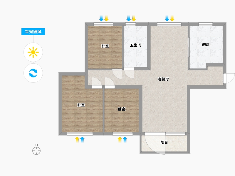 辽宁省-大连市-大连天地悦龙居II期-88.12-户型库-采光通风