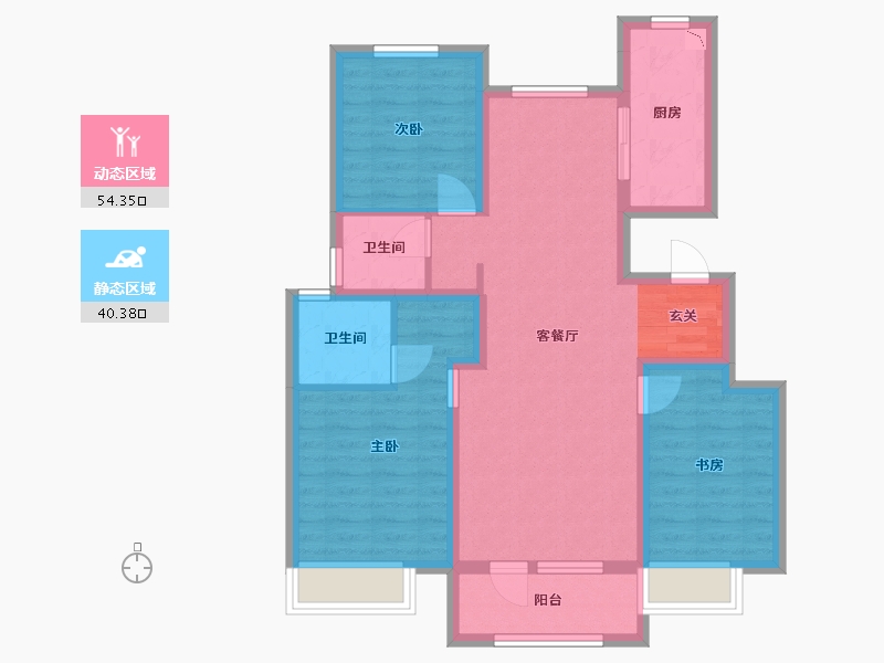 河北省-廊坊市-温泉新都孔雀城京雄壹号-83.45-户型库-动静分区