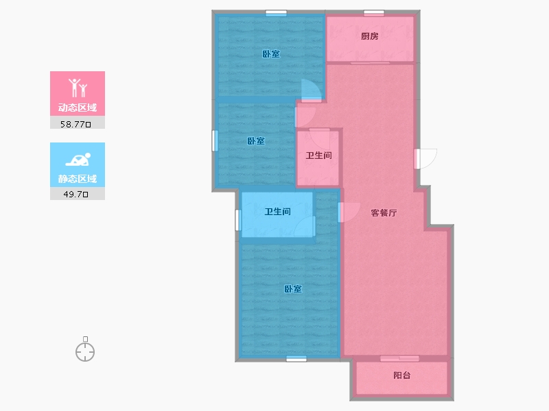 内蒙古自治区-通辽市-万华·公园里-97.50-户型库-动静分区