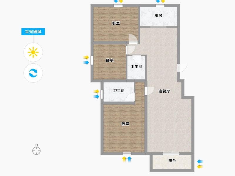 内蒙古自治区-通辽市-万华·公园里-97.50-户型库-采光通风