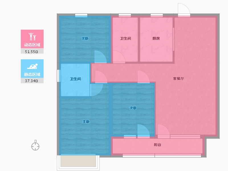 辽宁省-沈阳市-华发全运首府-79.60-户型库-动静分区