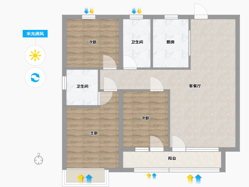 辽宁省-沈阳市-华发全运首府-79.60-户型库-采光通风