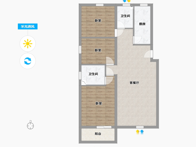 内蒙古自治区-通辽市-大悦新城-88.00-户型库-采光通风