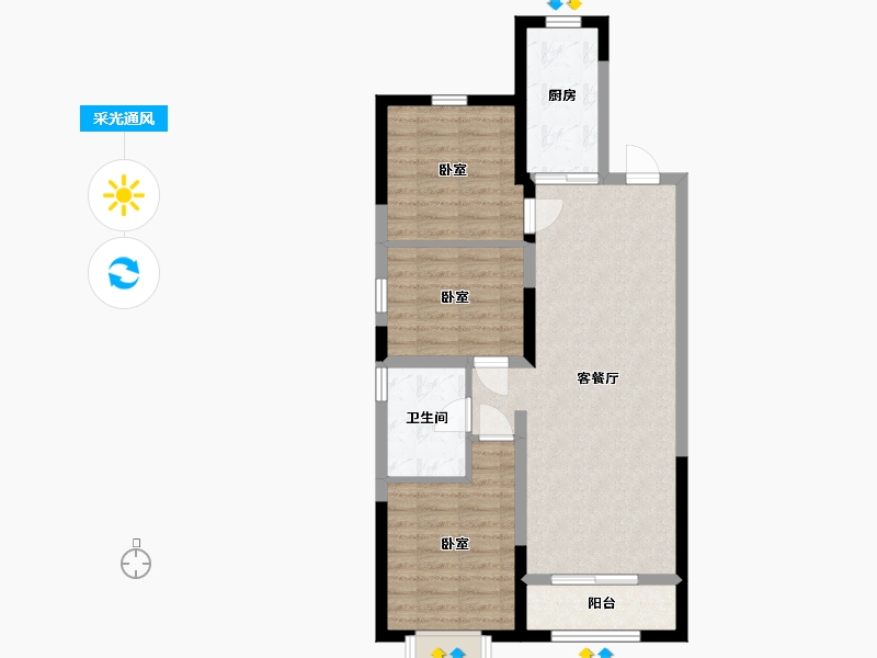 内蒙古自治区-包头市-富力·院士廷-75.99-户型库-采光通风