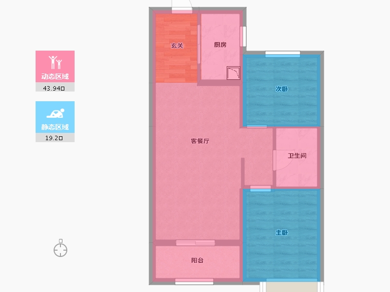 河北省-廊坊市-温泉新都孔雀城京雄壹号-55.79-户型库-动静分区