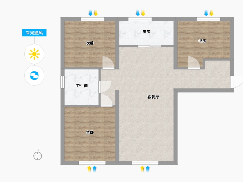 河北省-廊坊市-晟世北京时代-78.40-户型库-采光通风