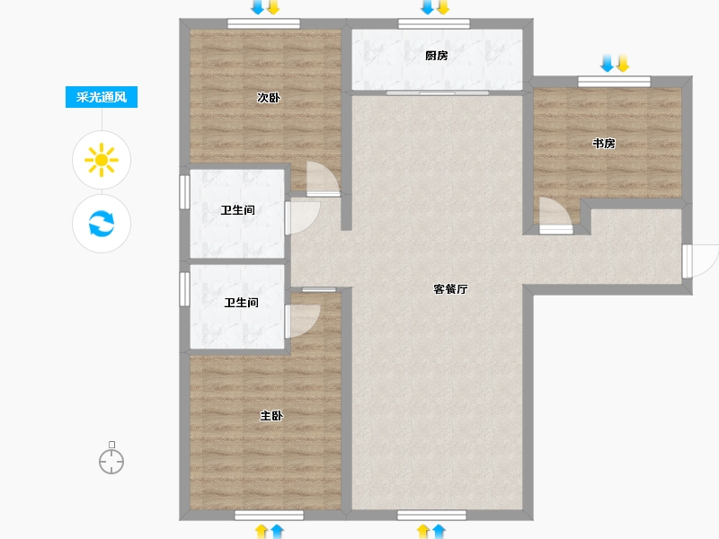 河北省-廊坊市-晟世北京时代-103.19-户型库-采光通风