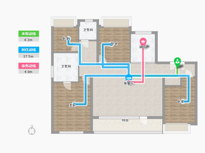 辽宁省-大连市-万科誉澜道-125.06-户型库-动静线