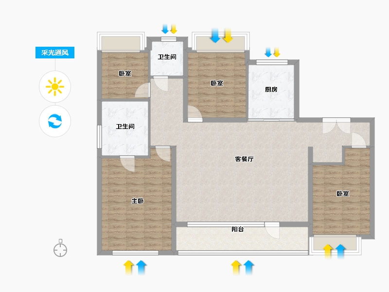 辽宁省-大连市-万科誉澜道-125.06-户型库-采光通风