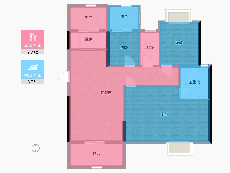 广东省-潮州市-阳光华府-91.74-户型库-动静分区