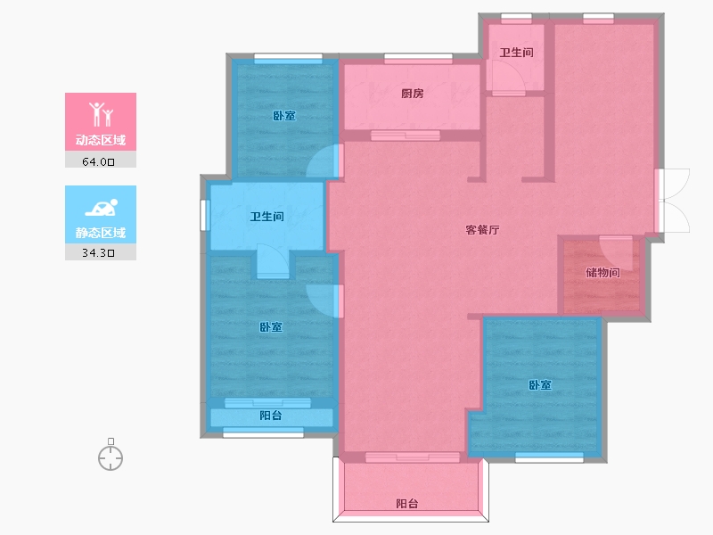 辽宁省-大连市-万科金地和风明月-88.00-户型库-动静分区