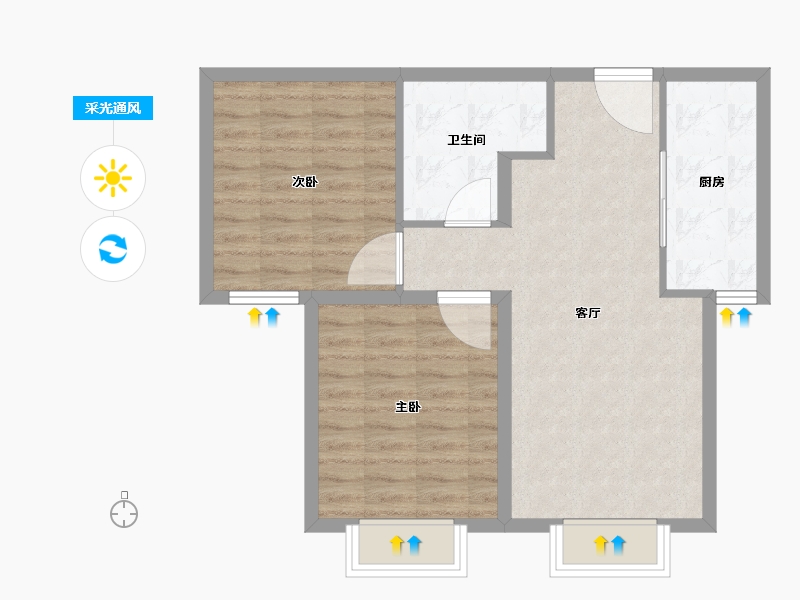 辽宁省-大连市-恒大雅苑-67.00-户型库-采光通风