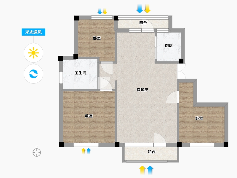 辽宁省-大连市-大连明珠湾-67.86-户型库-采光通风