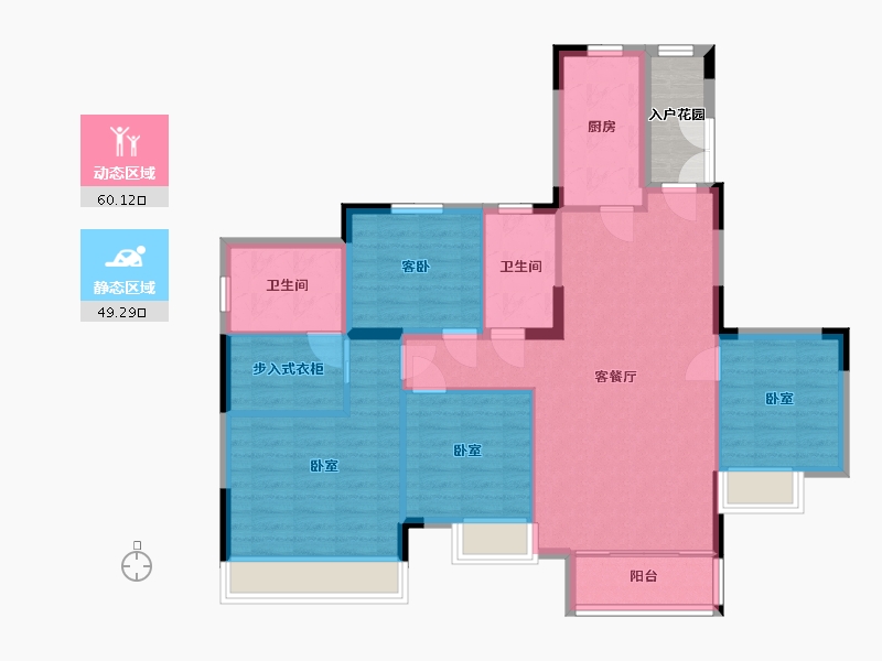 辽宁省-沈阳市-沈抚恒大养生谷-102.88-户型库-动静分区