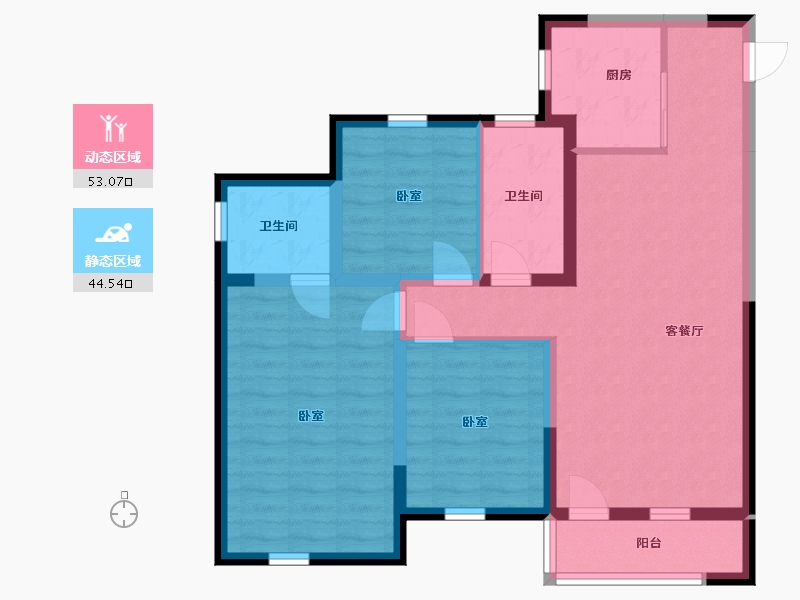 辽宁省-沈阳市-金科集美天城-86.73-户型库-动静分区