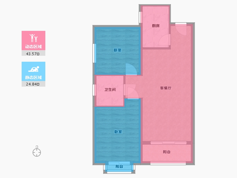 辽宁省-沈阳市-保利达翠堤湾-61.38-户型库-动静分区