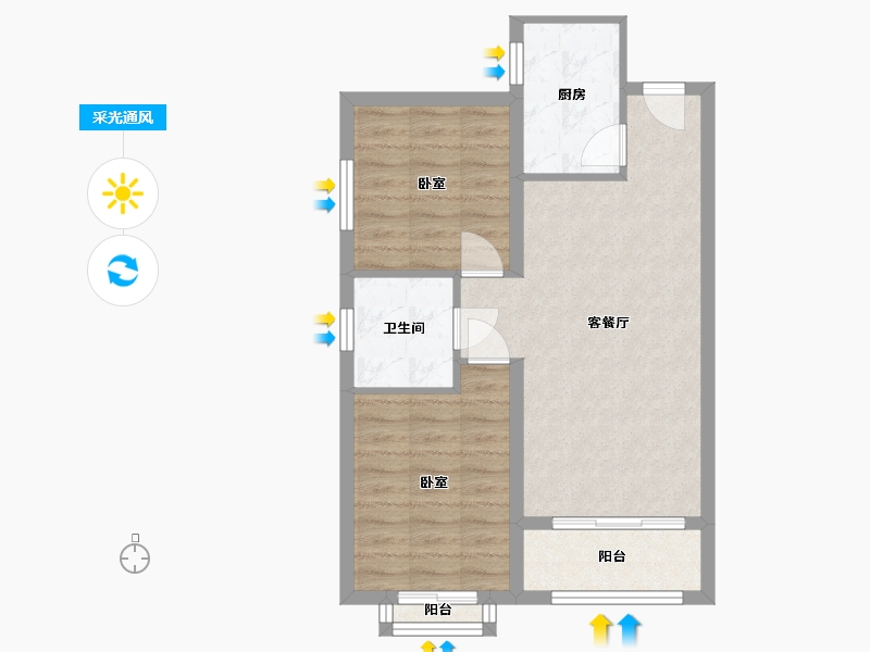 辽宁省-沈阳市-保利达翠堤湾-61.38-户型库-采光通风