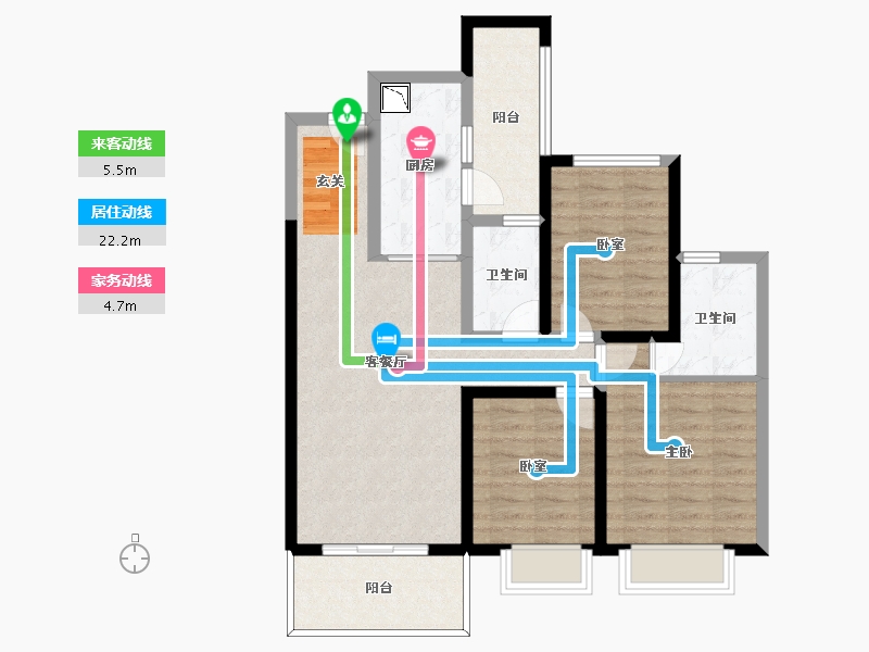 四川省-成都市-大理雅美湾-86.61-户型库-动静线