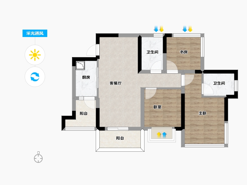 四川省-成都市-川港合作示范园-65.80-户型库-采光通风