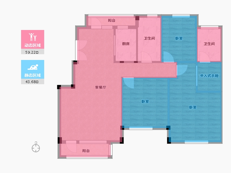 辽宁省-大连市-大连明珠湾-93.39-户型库-动静分区