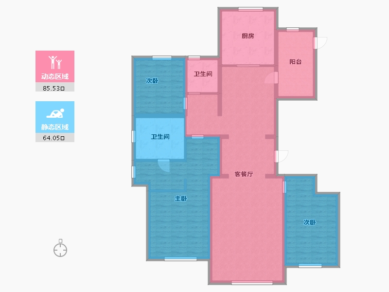 河北省-廊坊市-孔雀城大湖-134.40-户型库-动静分区