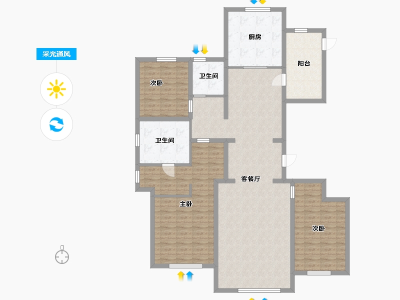 河北省-廊坊市-孔雀城大湖-134.40-户型库-采光通风