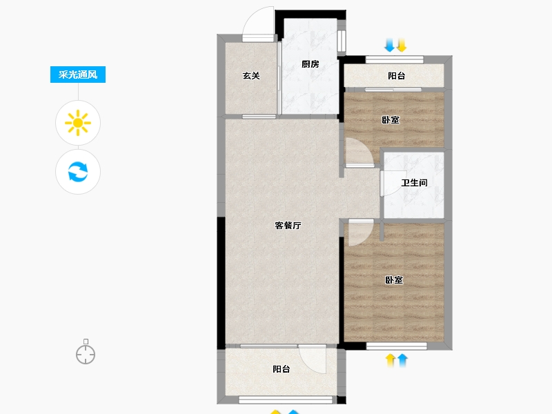 辽宁省-沈阳市-华润置地|新凯旋-65.30-户型库-采光通风