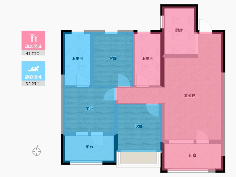 辽宁省-沈阳市-阳光城未来悦-74.26-户型库-动静分区