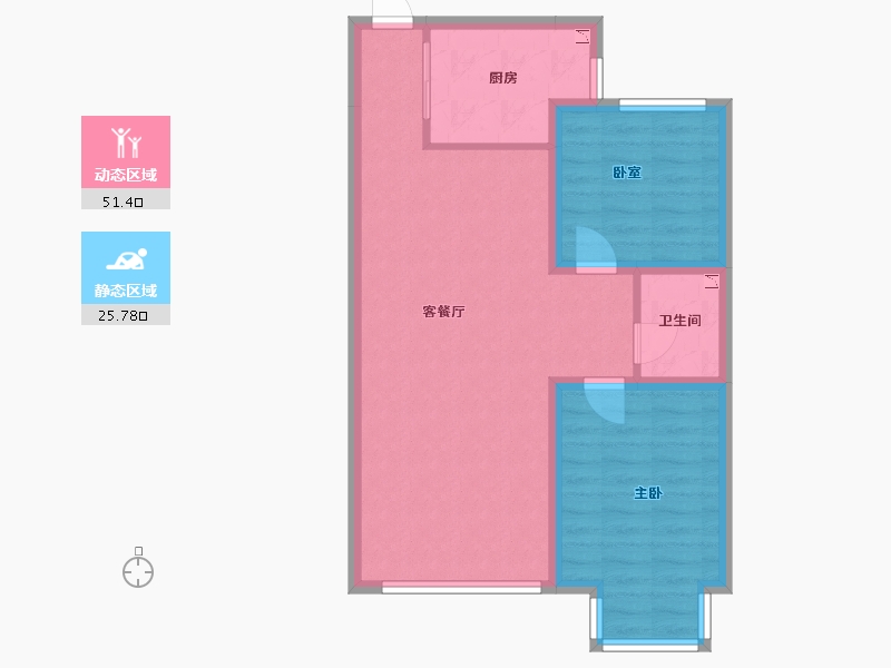 内蒙古自治区-呼和浩特市-陶然巷-69.13-户型库-动静分区