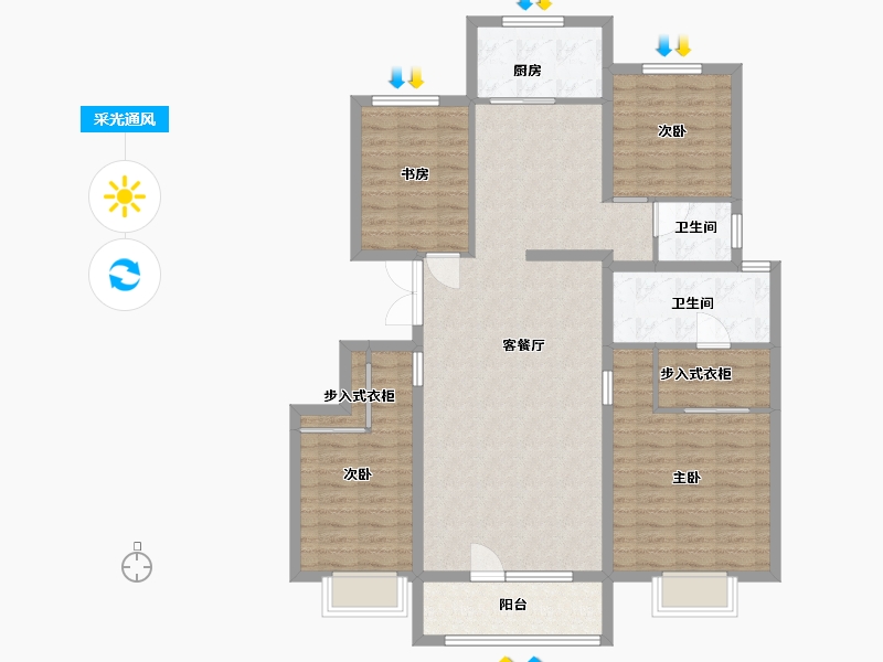 河北省-廊坊市-北辰香麓-116.80-户型库-采光通风