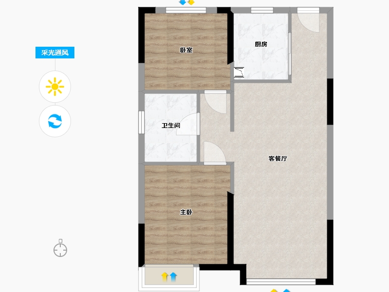 辽宁省-沈阳市-沈抚恒大养生谷-74.00-户型库-采光通风