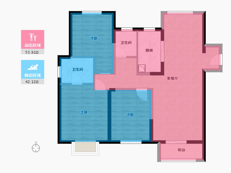 河北省-廊坊市-鸿坤理想城-84.95-户型库-动静分区