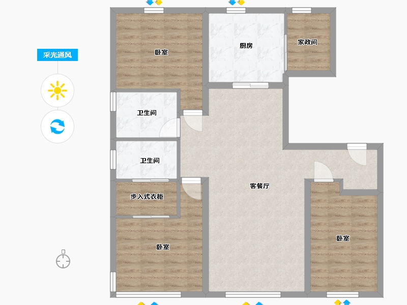 辽宁省-沈阳市-中海半山华府-100.62-户型库-采光通风