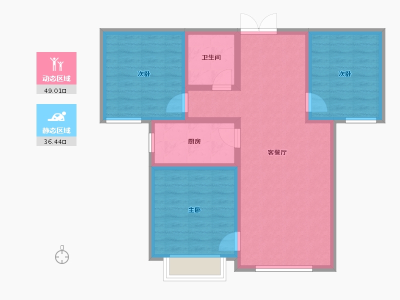 内蒙古自治区-呼和浩特市-盛世名筑二期-75.94-户型库-动静分区