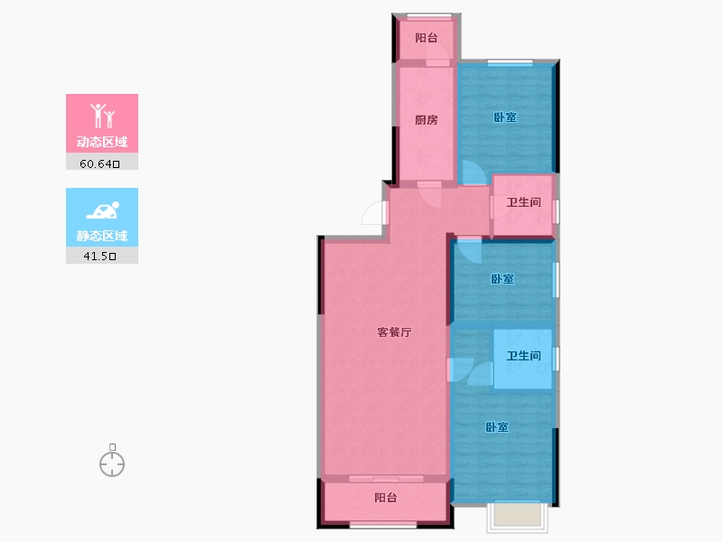 内蒙古自治区-通辽市-通辽富力城-90.81-户型库-动静分区