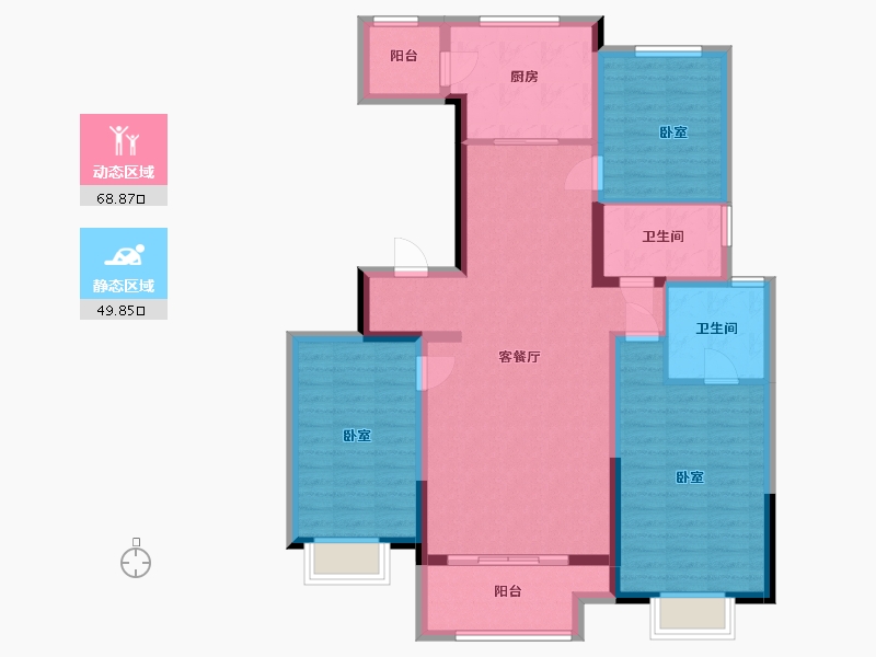 内蒙古自治区-通辽市-通辽富力城-106.34-户型库-动静分区