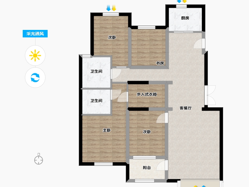 河北省-廊坊市-孔雀城大湖-106.31-户型库-采光通风