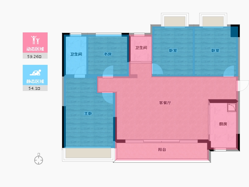 四川省-成都市-碧桂园锦樾府-102.30-户型库-动静分区