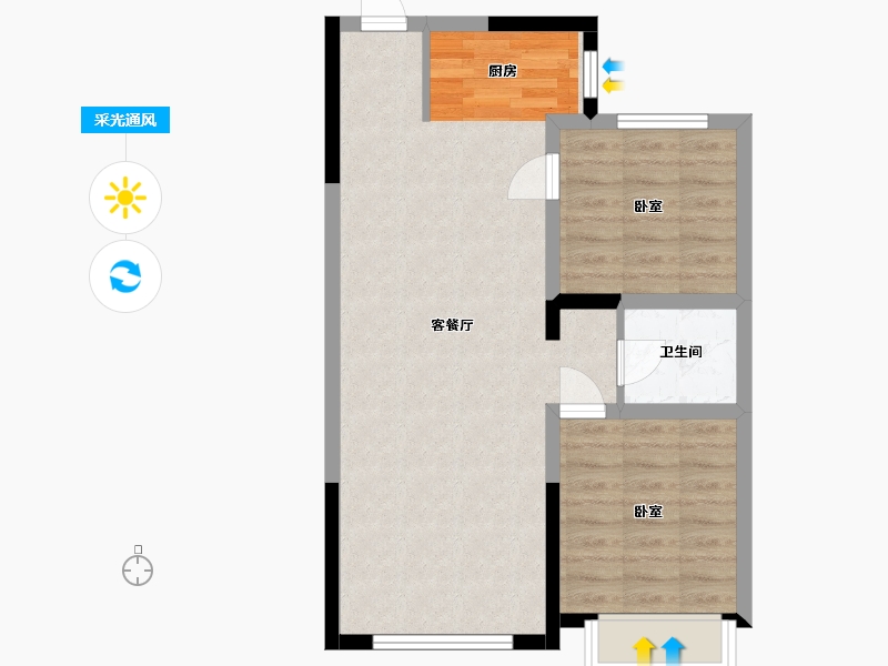 内蒙古自治区-通辽市-安华·汇悦府-62.66-户型库-采光通风