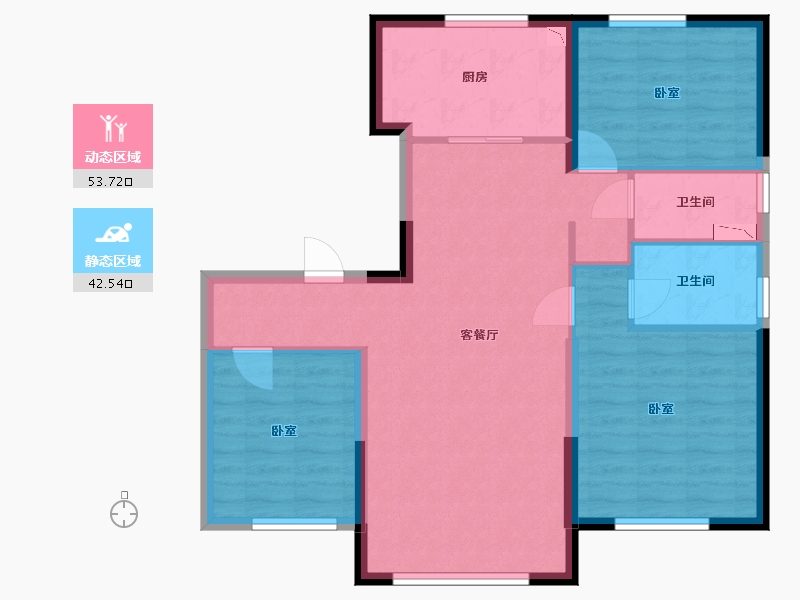 内蒙古自治区-通辽市-通辽碧桂园-86.36-户型库-动静分区