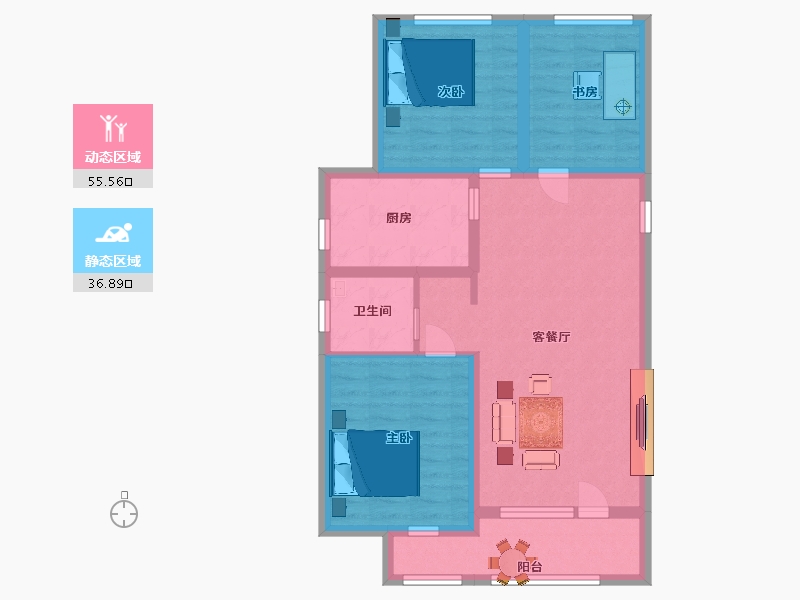 河北省-廊坊市-荣盛阿尔卡迪亚龙河花语-82.00-户型库-动静分区