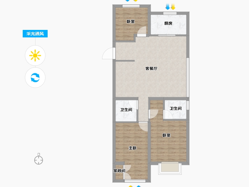 山西省-太原市-保利·悦公馆-77.92-户型库-采光通风