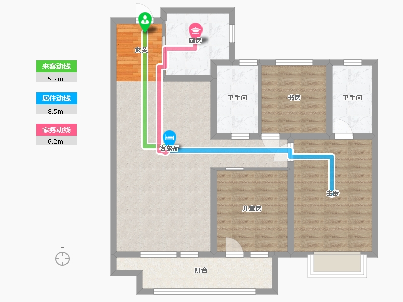 河北省-廊坊市-新空港孔雀城天玺-93.60-户型库-动静线