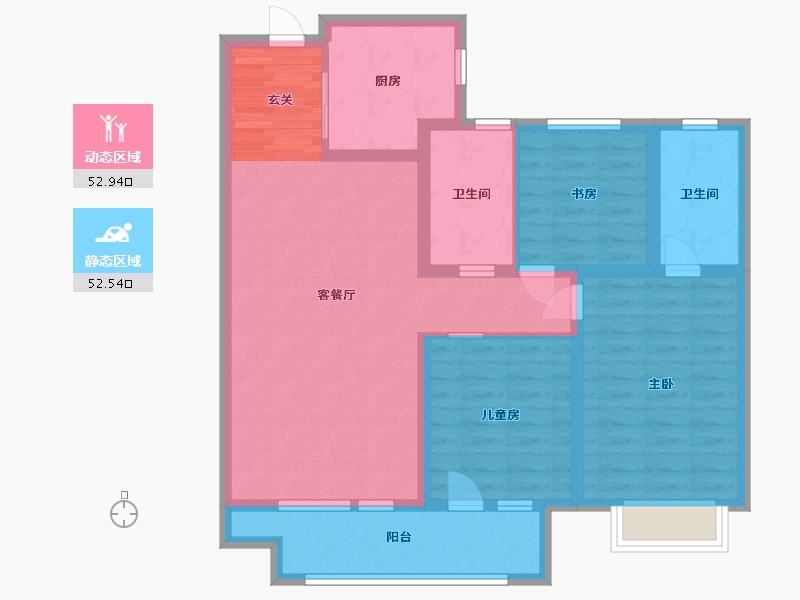 河北省-廊坊市-新空港孔雀城天玺-93.60-户型库-动静分区