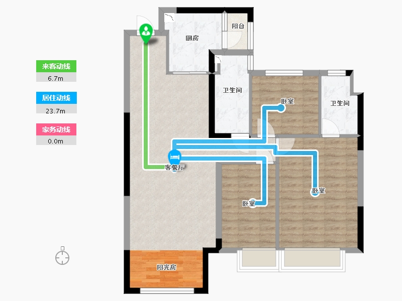 辽宁省-沈阳市-沈抚恒大养生谷-91.80-户型库-动静线