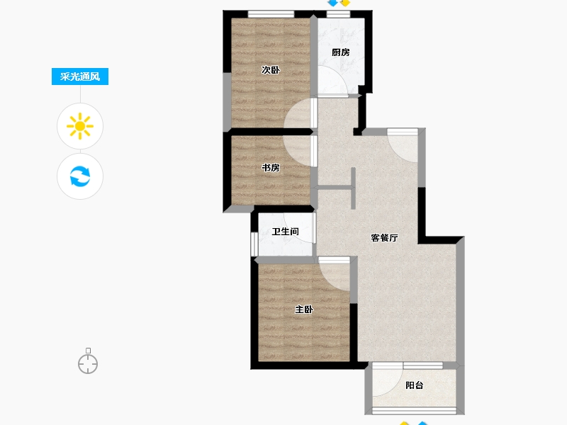 辽宁省-大连市-卓越佳园-65.95-户型库-采光通风