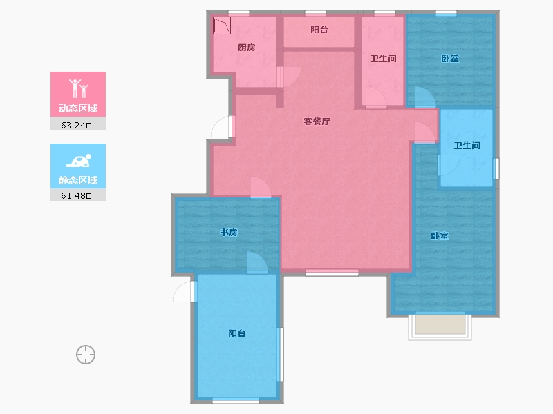 内蒙古自治区-包头市-黄河龙城·瞰湖高层-112.36-户型库-动静分区