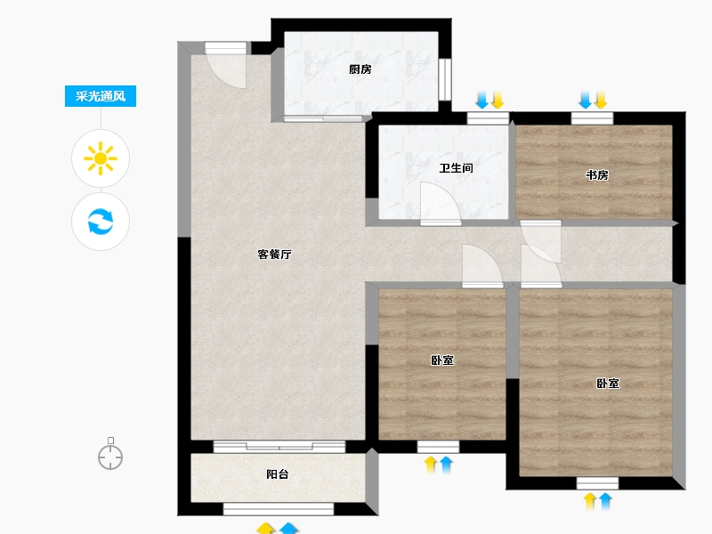 辽宁省-沈阳市-金科集美天城-66.33-户型库-采光通风